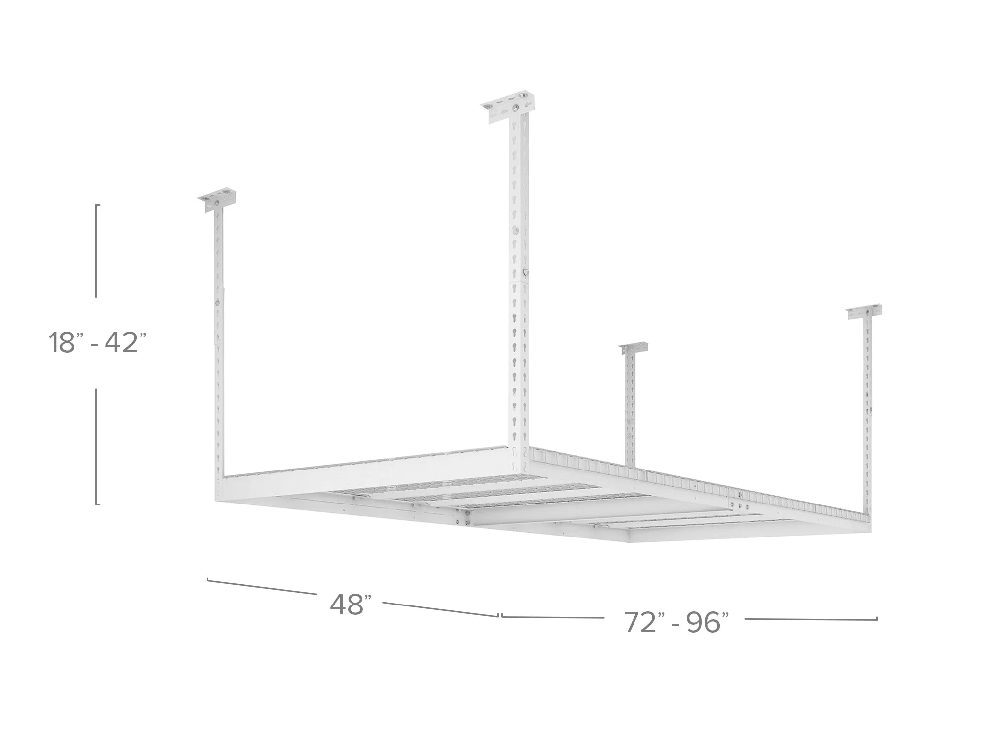 Versarac 4' X 8' Adjustable Overhead Rack · Heavy-Gauge Steel · 600 Lbs Capacity · Ceiling-Mounted