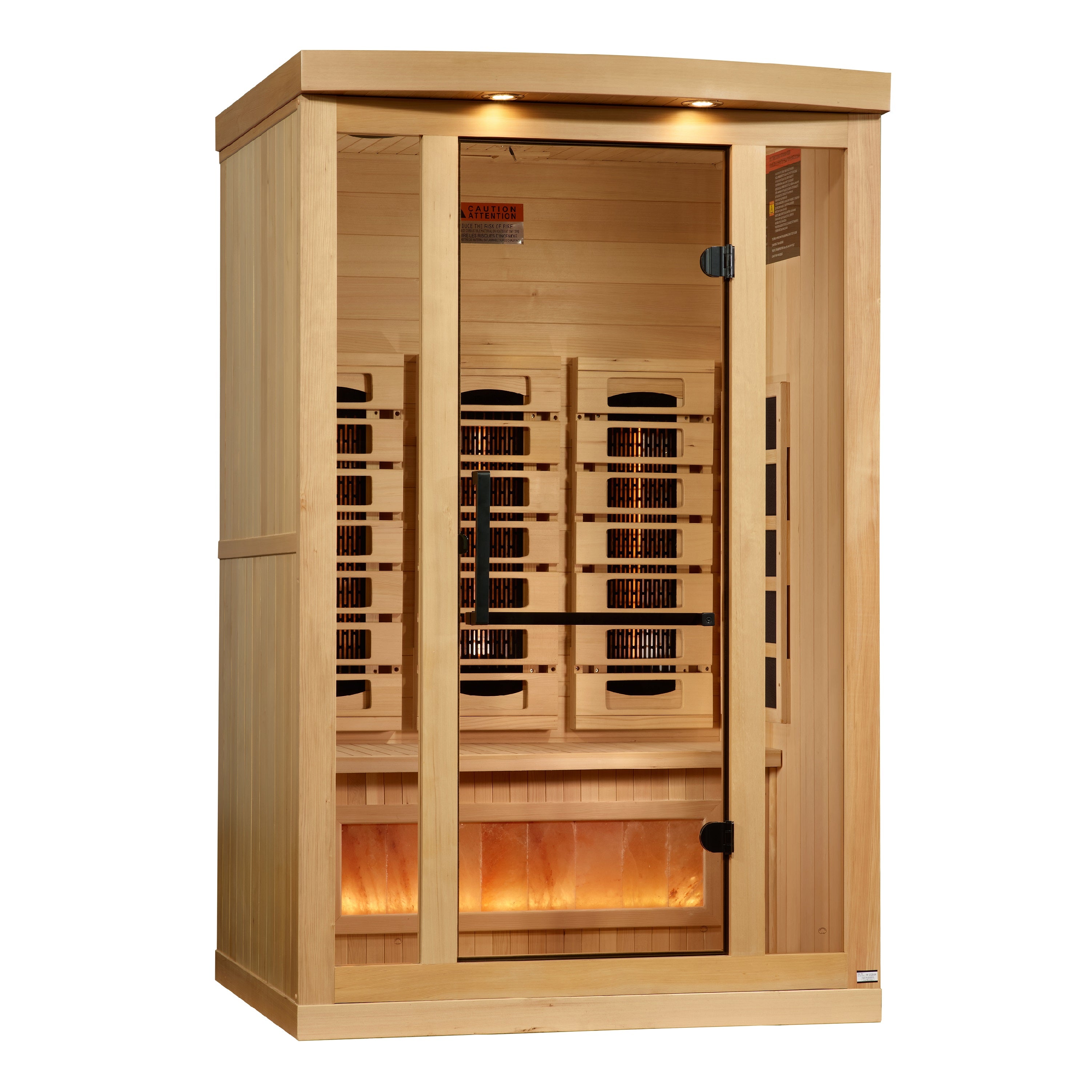 Golden Designs 2-Person Full Spectrum PureTech™ Near Zero EMF (Under 3MG) FAR Infrared Sauna with Himalayan Salt Bar (Canadian Hemlock)