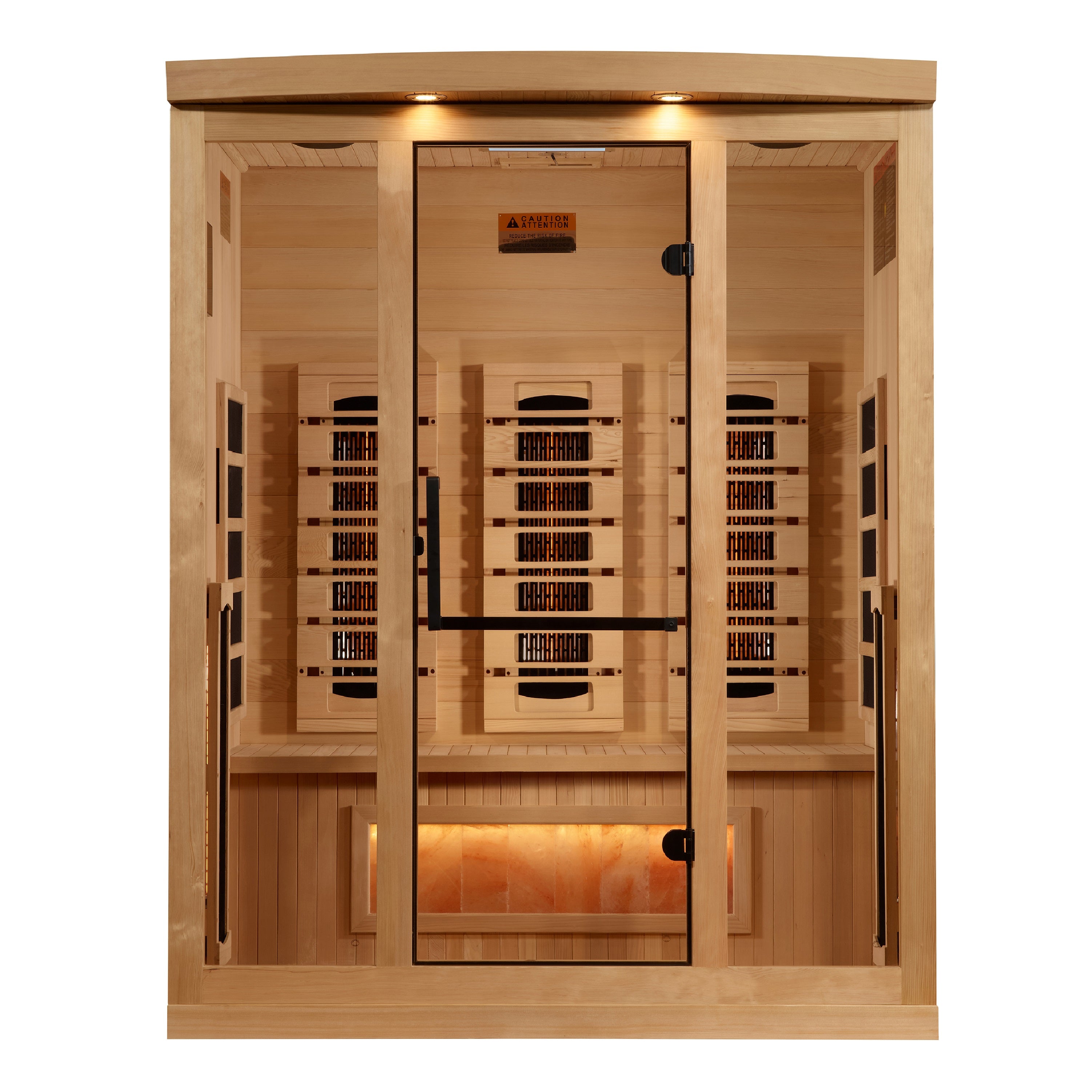 Golden Designs 3-Person Full Spectrum PureTech™ Near Zero EMF (Under 3MG) FAR Infrared Sauna with Himalayan Salt Bar (Canadian Hemlock)