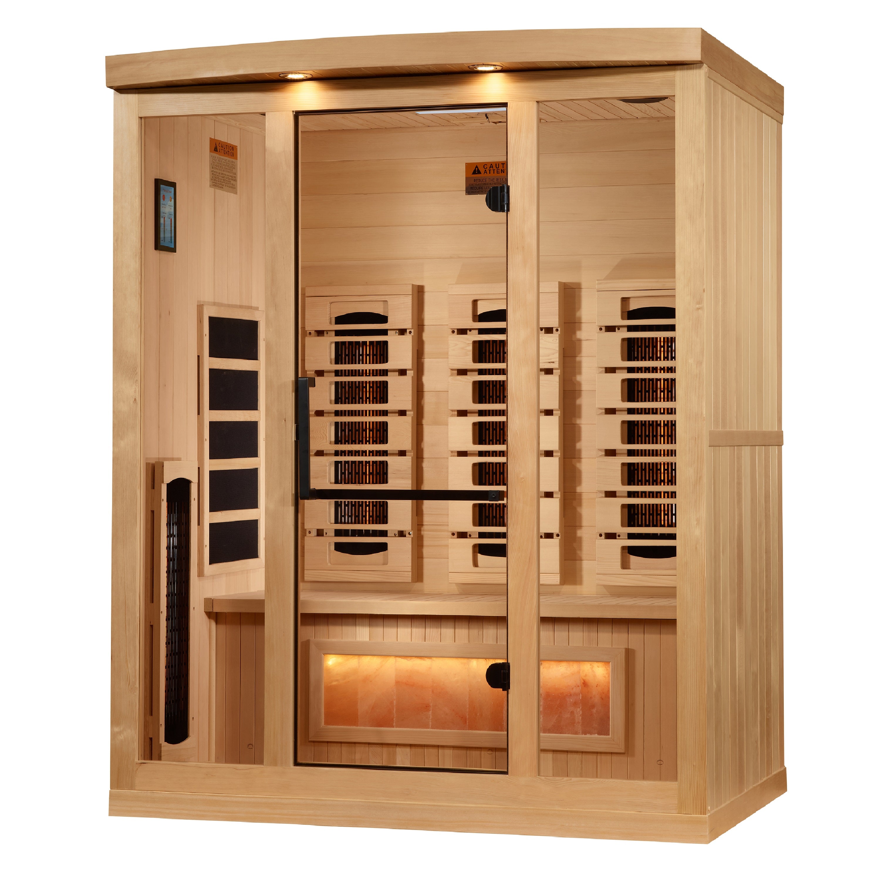 Golden Designs 3-Person Full Spectrum PureTech™ Near Zero EMF (Under 3MG) FAR Infrared Sauna with Himalayan Salt Bar (Canadian Hemlock)