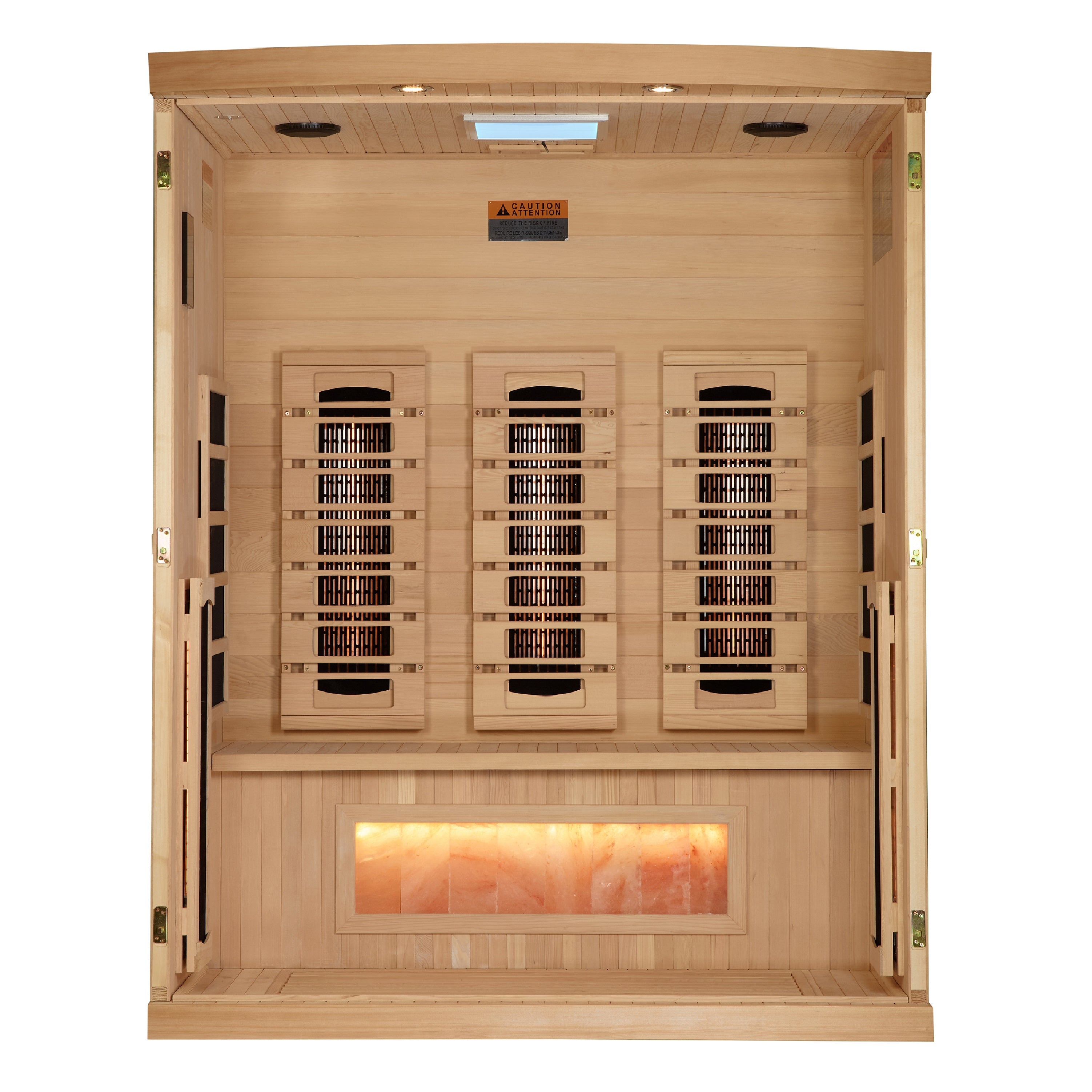 Golden Designs 3-Person Full Spectrum PureTech™ Near Zero EMF (Under 3MG) FAR Infrared Sauna with Himalayan Salt Bar (Canadian Hemlock)