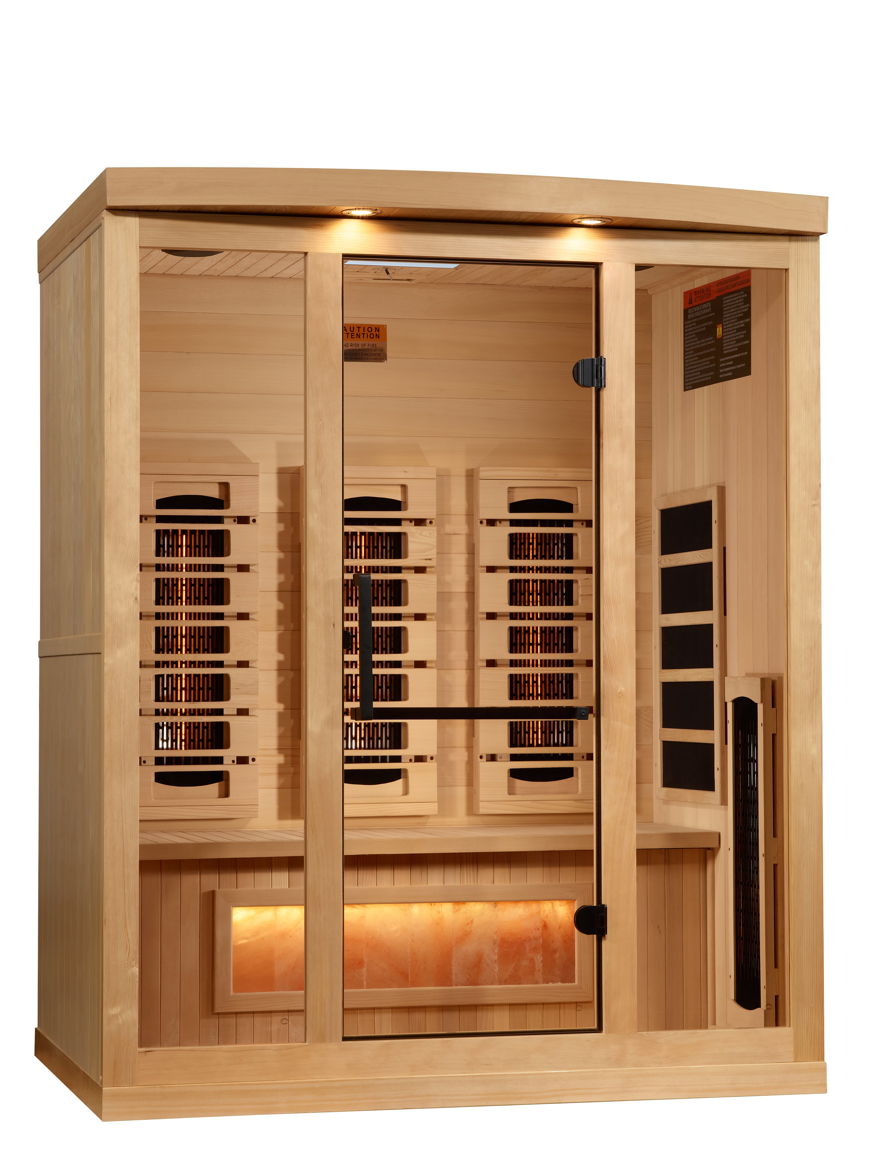 Golden Designs 3-Person Full Spectrum PureTech™ Near Zero EMF (Under 3MG) FAR Infrared Sauna with Himalayan Salt Bar (Canadian Hemlock)