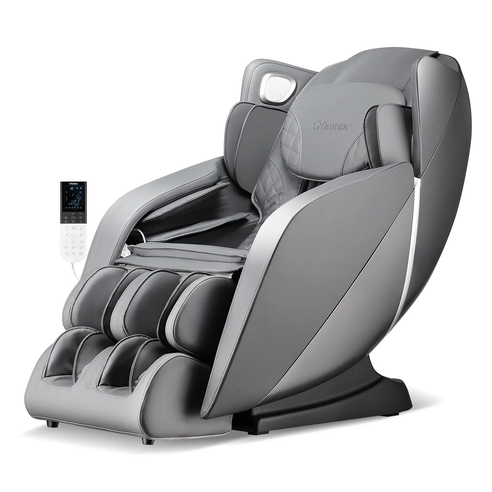 Full Body Massage Chair with Voice Control Heat Foot Roller Gray