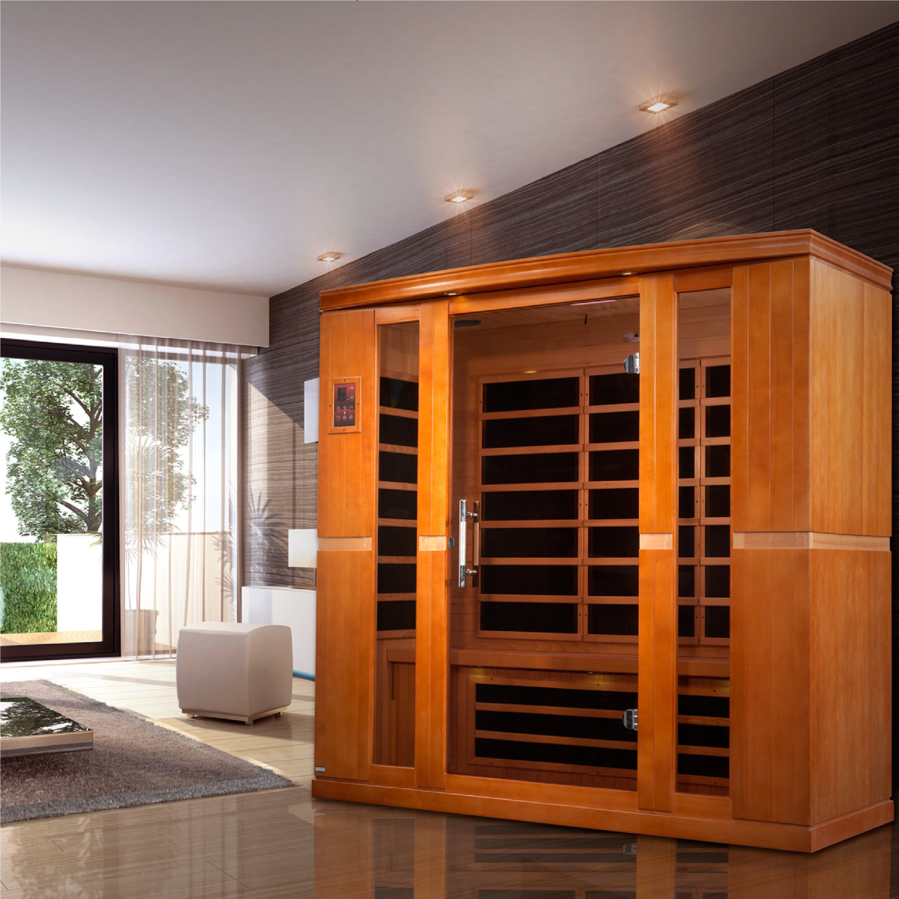 Dynamic Bergamo Elite 4-person Ultra Low EMF (Between 3-5MG) FAR Infrared Sauna (Canadian Hemlock)