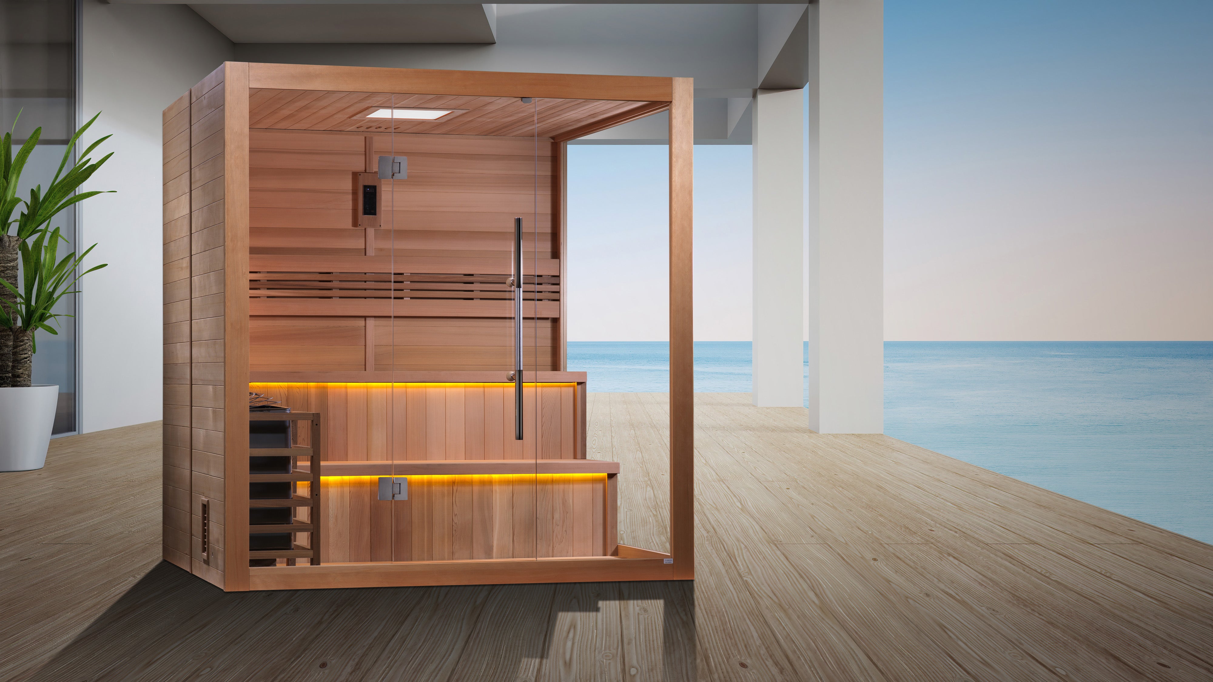 Golden Designs Narvik 2 Person Outdoor Traditional Sauna (GDI-8202-01) - Canadian Red Cedar Interior