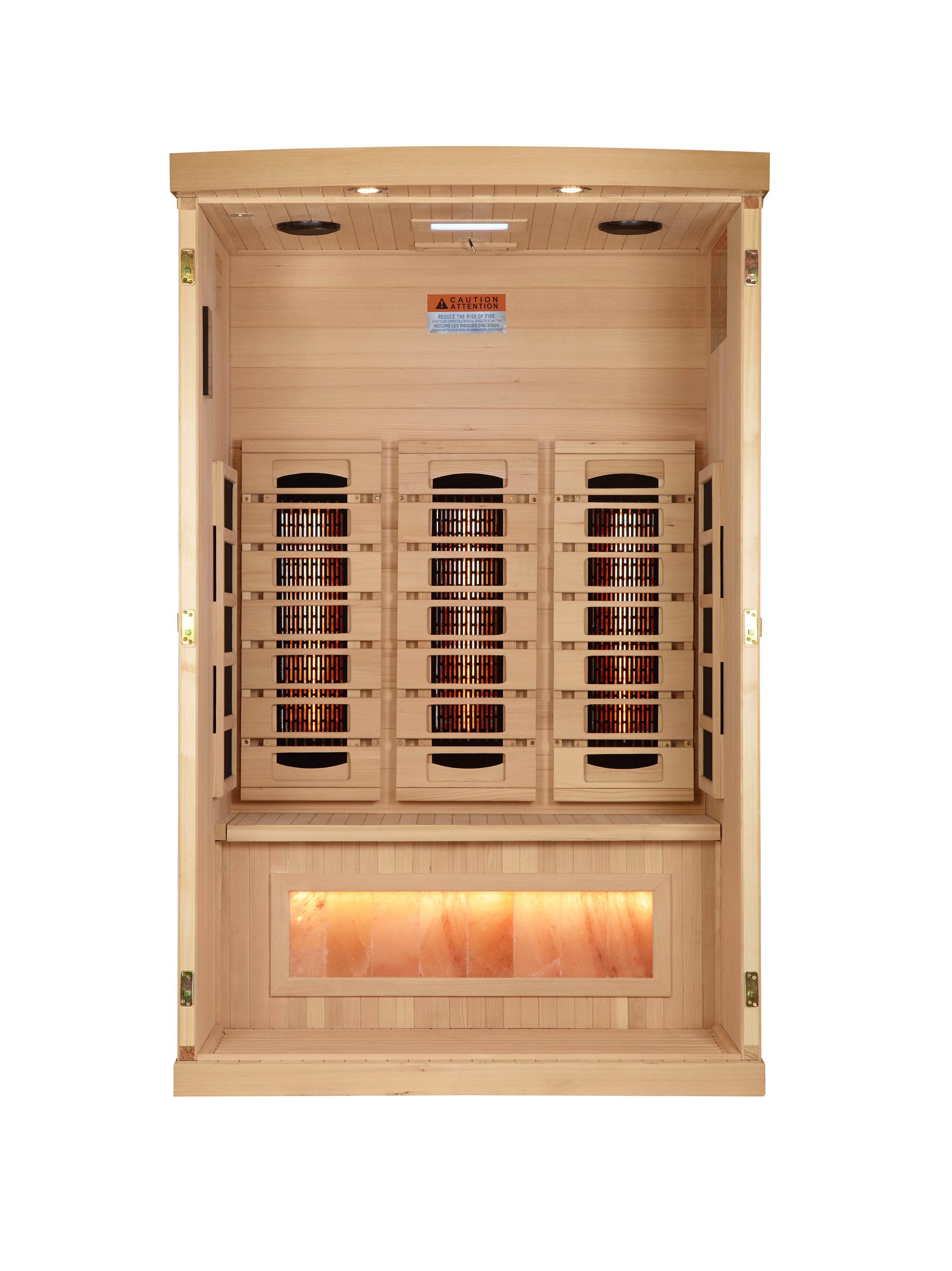 Golden Designs 2-Person Full Spectrum PureTech™ Near Zero EMF (Under 3MG) FAR Infrared Sauna with Himalayan Salt Bar (Canadian Hemlock)