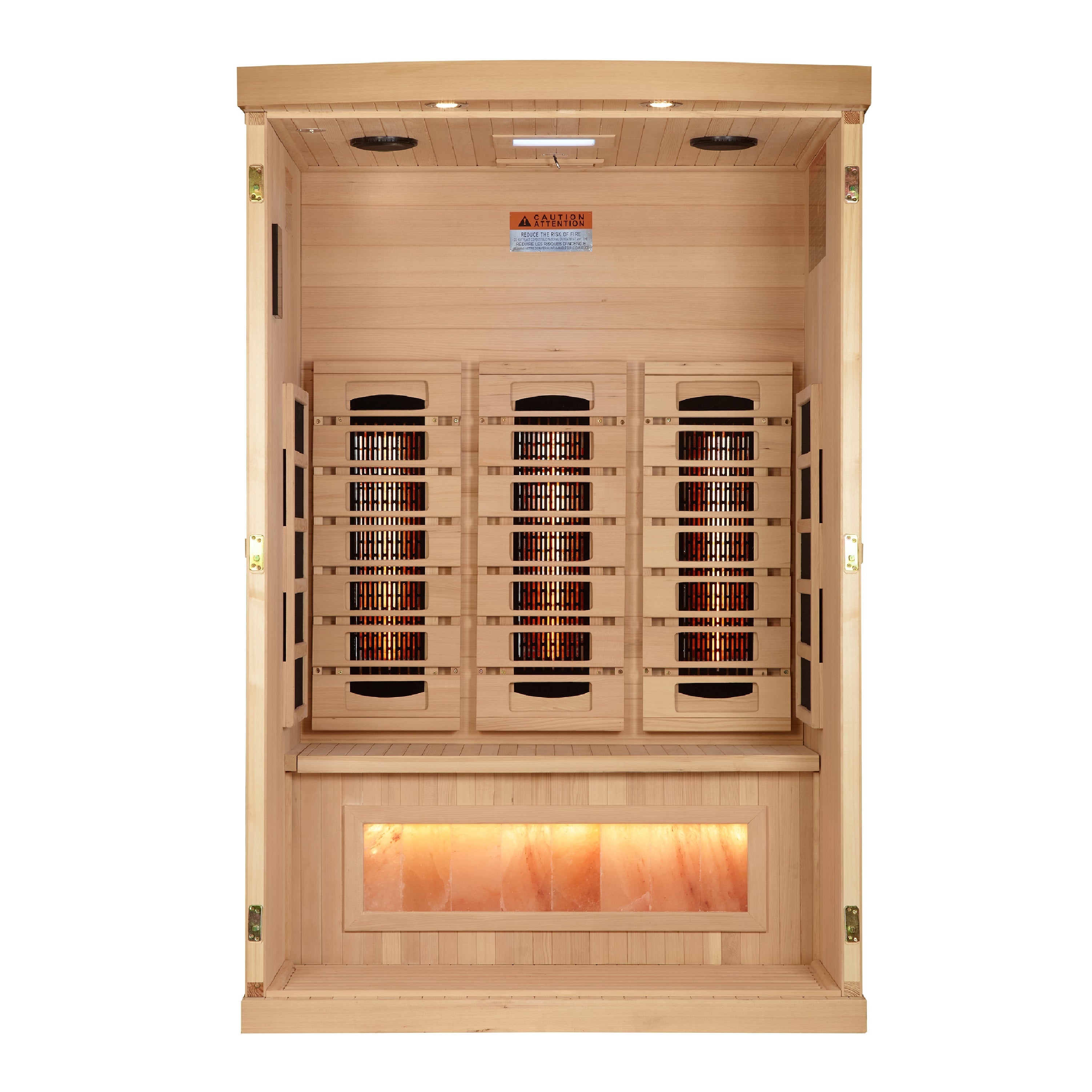 Golden Designs 2-Person Full Spectrum PureTech™ Near Zero EMF (Under 3MG) FAR Infrared Sauna with Himalayan Salt Bar (Canadian Hemlock)