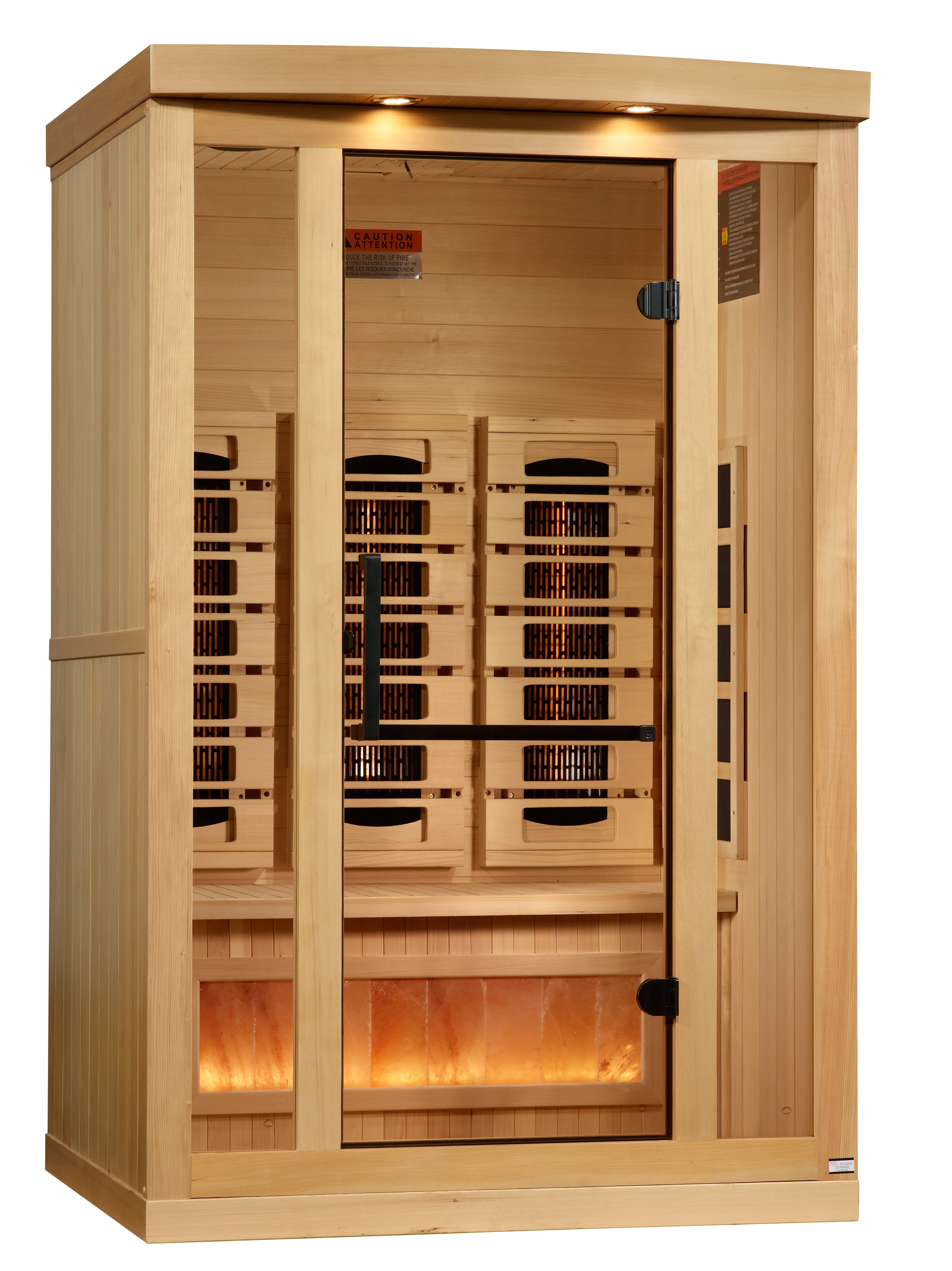 Golden Designs 2-Person Full Spectrum PureTech™ Near Zero EMF (Under 3MG) FAR Infrared Sauna with Himalayan Salt Bar (Canadian Hemlock)