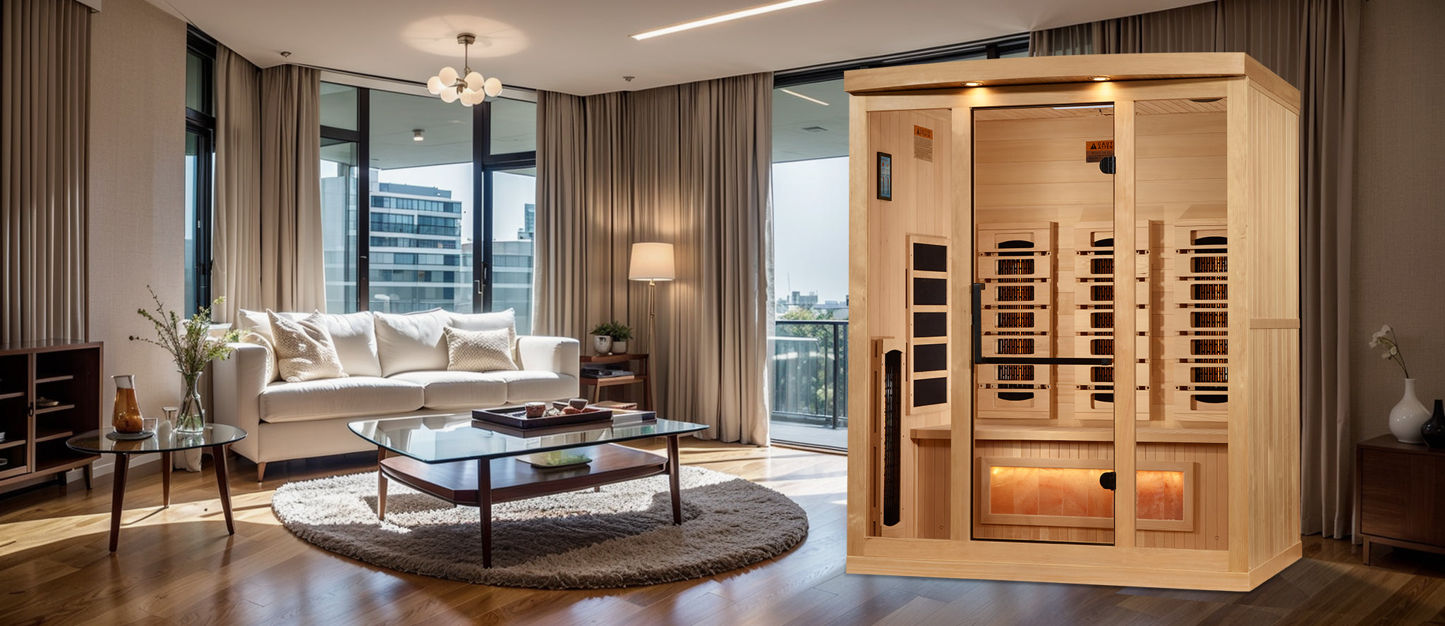 Golden Designs 3-Person Full Spectrum PureTech™ Near Zero EMF (Under 3MG) FAR Infrared Sauna with Himalayan Salt Bar (Canadian Hemlock)