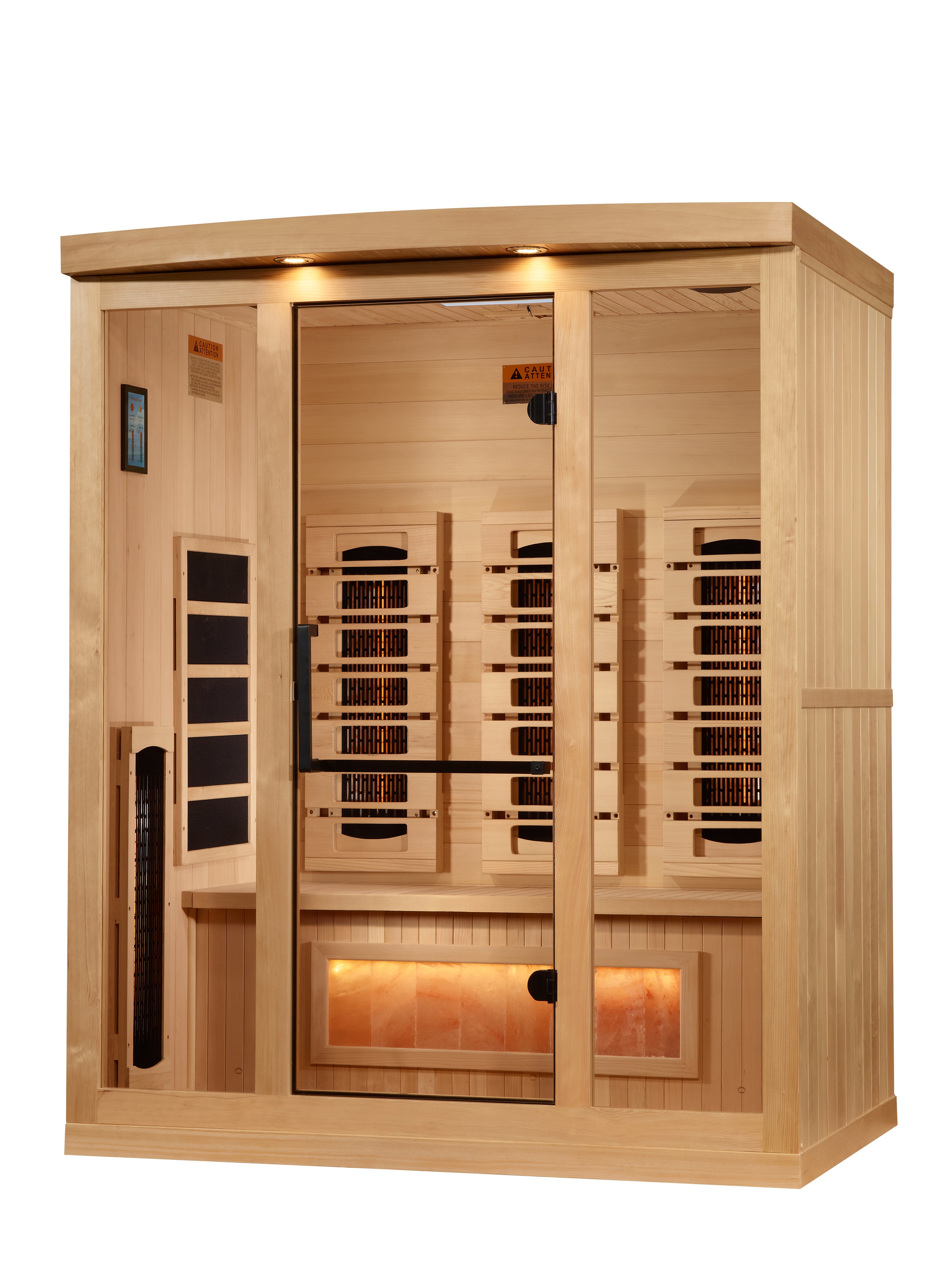 Golden Designs 3-Person Full Spectrum PureTech™ Near Zero EMF (Under 3MG) FAR Infrared Sauna with Himalayan Salt Bar (Canadian Hemlock)