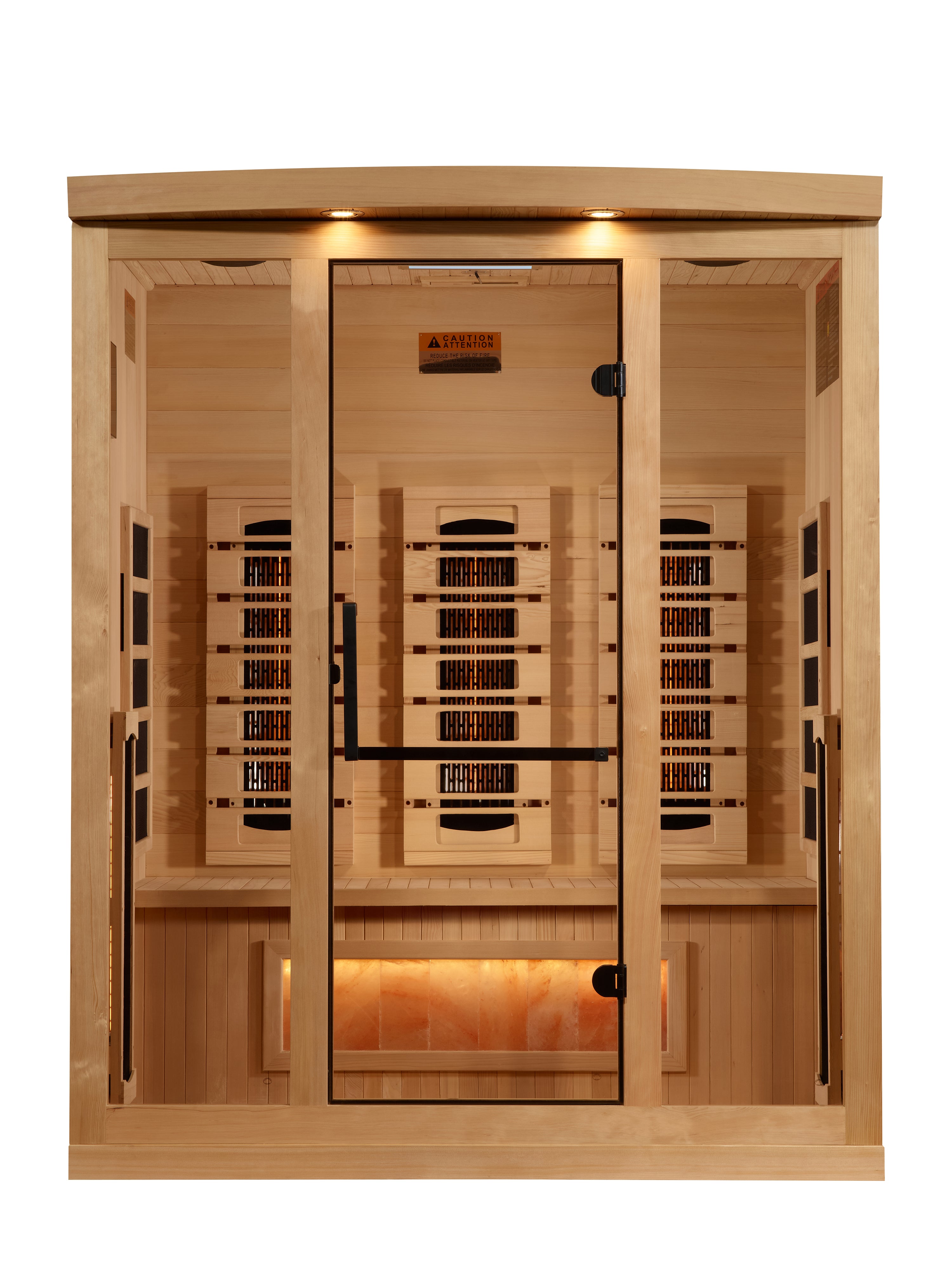 Golden Designs 3-Person Full Spectrum PureTech™ Near Zero EMF (Under 3MG) FAR Infrared Sauna with Himalayan Salt Bar (Canadian Hemlock)