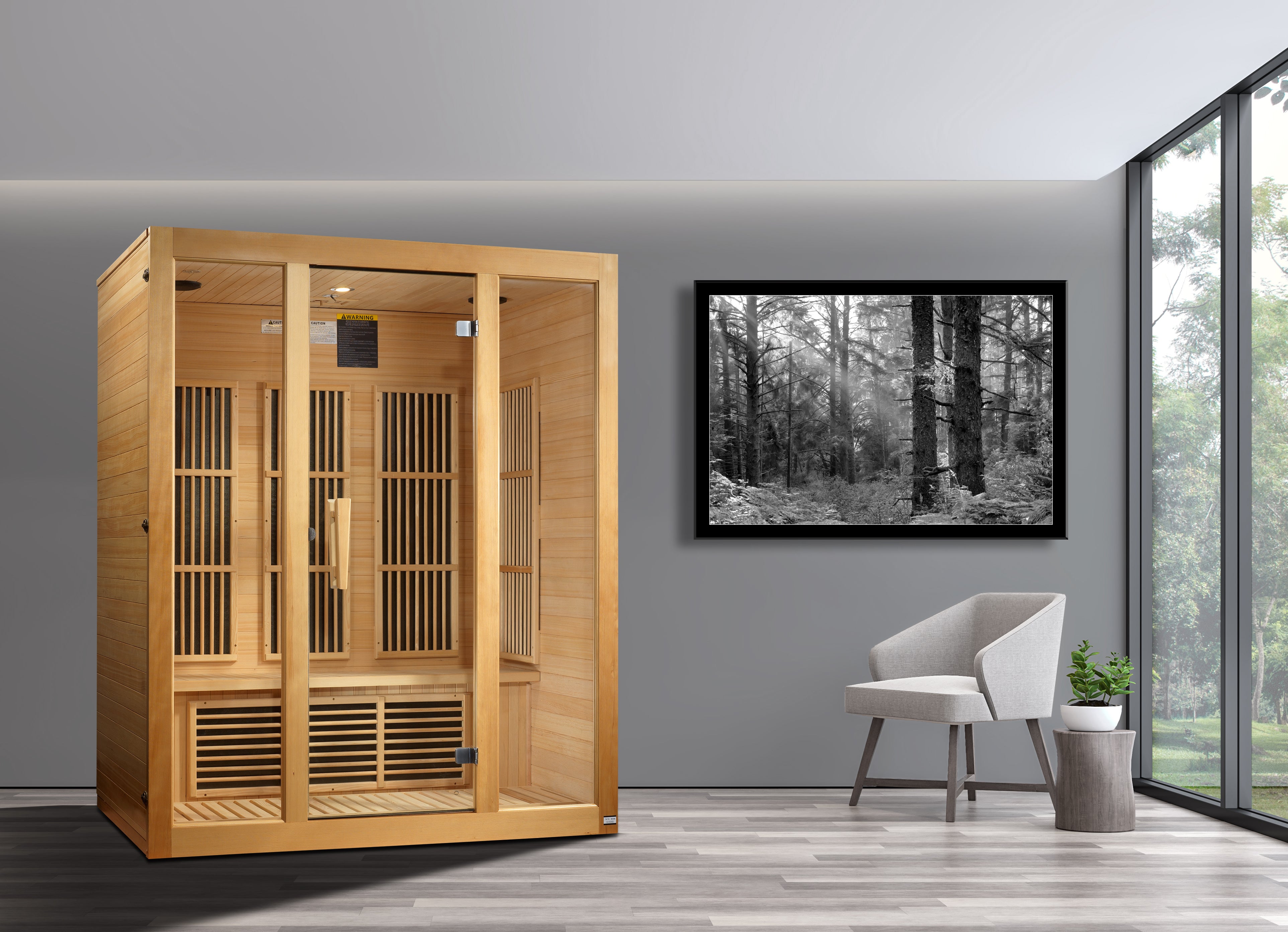 Maxxus Bellevue 3-Person Near Zero EMF (Under 3MG) FAR Infrared Sauna (Canadian Hemlock)