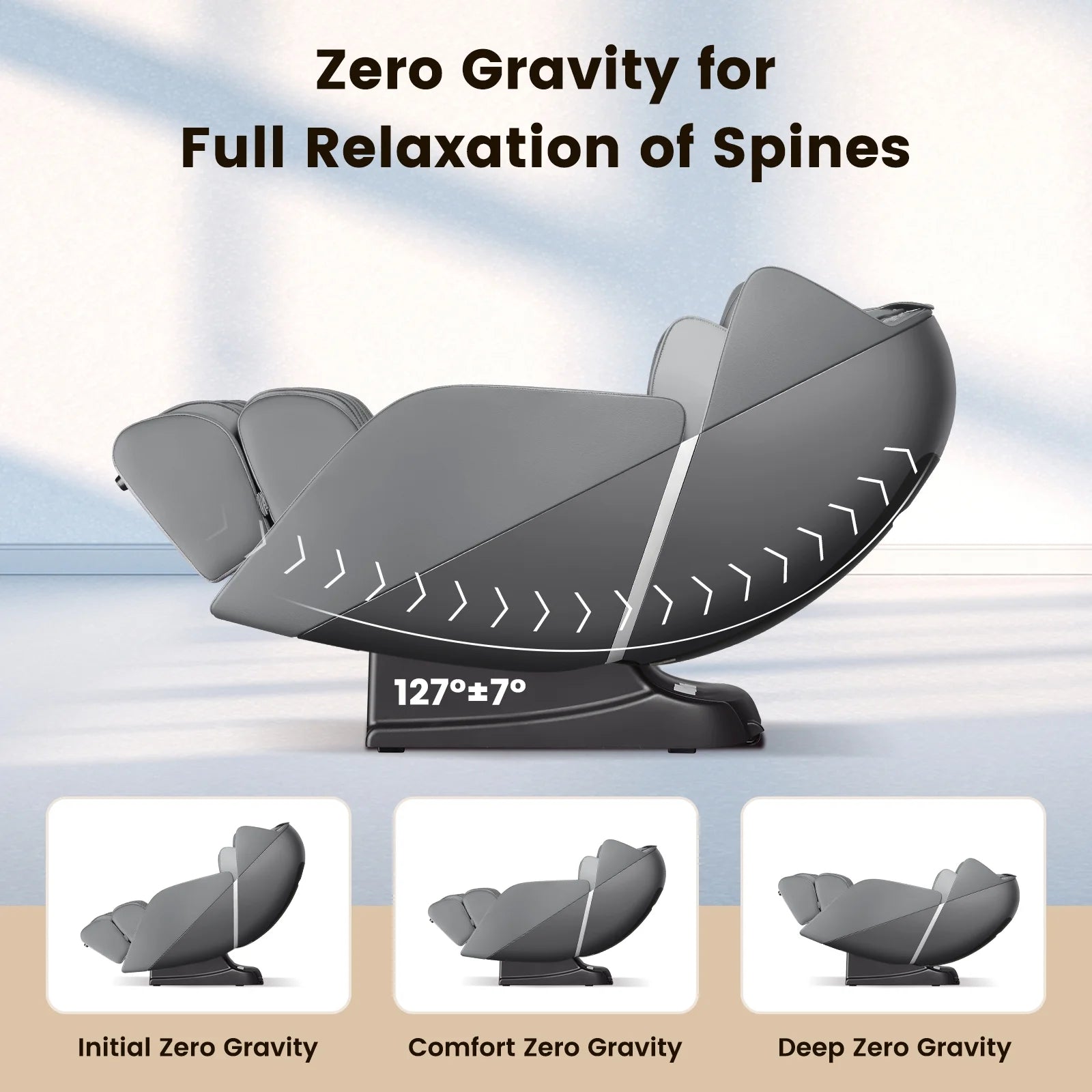 Full Body Massage Chair with Voice Control Heat Foot Roller Gray